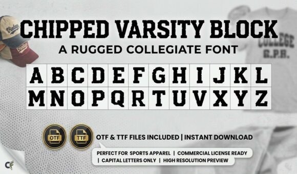 Chipped Varsity Block: The Rugged Font for Authentic Design